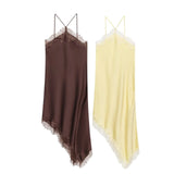 Fongt Homemade New Women's Fashion Fashion Lace Lace-Up Silk-Sense Dress 5919