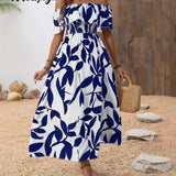Fongt Summer New Sexy Body-Print Shoulder Dress