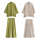 Fongt 2025 New Casual Thin Loose Shirt Tight Straight Trousers Set 2157045