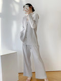 Fongt Folded HP Series 2025 Miyake Spring And Autumn Folded Women's Loose Folding Set Top Straight Trousers
