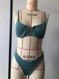 Underwired Bikini 2022 Swimwear Women Solid Brown V-bra Push Up Micro Bikini Cut Out Bathing Suit Thong Swimsuit