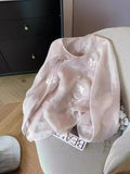 Industry Embroidered Oblique Cardigan New Chinese-Style Eugen Yarn Shirt Women's 2024 Summer Style Gentle Temperament Sunscreen Blouse-Outfit