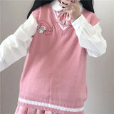 Fashion Oversize Harajuku Knitted Sweater Anime Tank Tops Women Pastel Goth Vest Y2k Kawaii Aesthetic Emo Alt