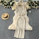 Fongt And Winter Casual Suit Female Fashion Hot Diamond Hooded Zip Open Shirt Sweater Jacket Knitted Hip Half-Dress