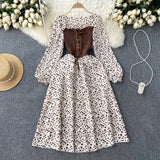 Fongt Dress With French Bumpy Dress Broken Floral Dress Color Two Pieces Of Sweet Fake Dress Long Sleeves