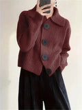 Fongt Women's Loose Korean Version Of Fashion Casual Big Collar Knitted Cardigan Coat