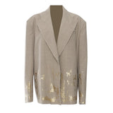 Fongt Spring And Summer New Intention Graffiti Hot Loose Version Of The Suit + Half Skirt Two-Piece Set Female 1779
