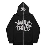 Fongt New High Street Hip-Hop National Tide Printing Zipper Clothing Fashion Fashion Couple Hooded