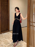 Fongt Xixi 2025 Summer Korean Version Of High-Waist Elegant Hollow Sleeveless Dress Pure Lust Dress Female 88389
