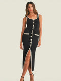 Fongt Famous Wind Sling Dress Sexy Hottie Repair Button Open Design Style Hip Dress