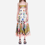 Fongt 2024 New Women's Sleeveless Strapless High-Waisted Print Long Strap