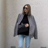 2023 New 15 Color Loose Casual Coat Street Y2K Vertical Collar Dark Button Coat Female B88420-Outfit