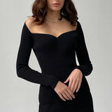 Fongt Collar Knitted Sweater New Solid-Color Bottoming Shirt For Women In Autumn And