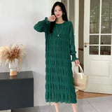 Fongt 2025 Sweet Gentle Wind Collar Folded Texture Loose Dress Female Thin Temperament Elegant Dress