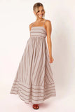 Fongt Spring And Summer Striped Suspenders Open Back Big Clear Fresh Air Dress-88111-Outfit