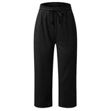 Waist Casual Sports Three-quarter Length Wide