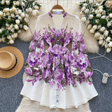 Fongt Elegant V-Neck Single-Drace Printed Dress Women To Collect Waist Thin A-Word Short Dress 2025 Spring Dress