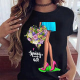 Women Sunflower Girl Printed T