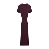Fongt Homemade New Women's Classic Rib Rug Knitted Long Dress 3471104