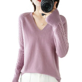 Fongt Out Makes Bottom Unlined Upper Garment Female Autumn Dong New Style Sweater Inside Jacket Long Sleeve Sets Foreign Style Slim V Gets Sweater Female-Outfit