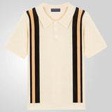 Fongt Men's Summer New Striped Jacket Knits Short Sleeves Business And Leisure Polo