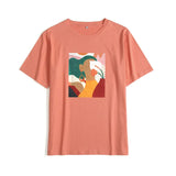 Aesthetic Printed T Shirts Women 2021 New Soft Vintage Loose Tees Abstract Graphic Cotton Tshirts Summer Casual