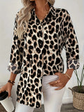 Fongt And Winter New Elegant Shirt Leopard Print Long-Sleeved Casual Holiday Shirt Top