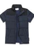 Unisex Winter Cotton Padded Puffer Vest Half Sleeve Down Jacket For Women Patchwork Short Sleeve Vest Autumn Spring