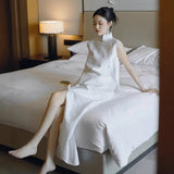 Fongt Chinese Cheongsam Improved Young White Certificate Registration Engagement Retro Dress Dress Set Bridal Toast