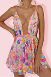 Chic Suspender Sequined Backless Mini