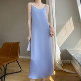 Fongt Acetate Silk Sling Dress Women Summer Loose Inside The Long Dress French Design Fairy Set Of Blind