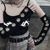 Dark Mall Goth Grunge Punk Women Fingerless Gloves Black Harajuku E-Girl Circle Long Sleeve Fashion Stretchy Unisex