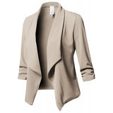 Wise Hot Style Slim Long Sleeve Pleated Suit Collar Solid Color Versatile Small Suit Jacket Size 10-Outfit