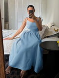 Fongt V-Necked Suspension Dresses 2025 Spring New Temperament Elegant Sexy Strap-On Striped Slings Long Skirts
