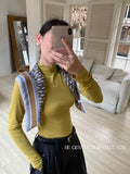 Fongt Xixi 2025 Autumn New White Standard Long-Sleeved High-Neck Knitted Top Sweater Female 89608