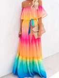 Fongt Summer New Rainbow Gradient Dress Ebay Collar