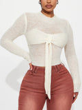 Fongt Front Breast Bow Kinetic Sweater With Sexy Body-Renovation Hottie Light Ripe Wind Pure Desire