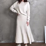 Fongt 2023 New Fashion Pure Color Round Collar Loose Casual High-Waisted Skirt Suit-Outfit