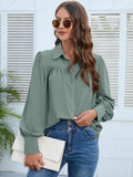 Casual Button Shirts Elegant Lantern Sleeve Chiffon Loose Women Blouse Vintage Solid Lady Top Office Woman Clothes