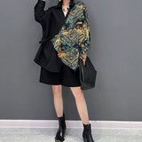 Printed Asymmetrical Blouse Patchwork Female Clothing Stylish Single-breasted Spring Autumn New V-Neck Casual Loose Shirt-Outfit