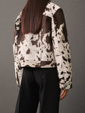 Fongt Women's Clothing 2025 Autumn New Fashion Personality Irregular Pattern Short Denim Jacket