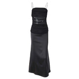 Fongt New Light Ripe Wind Mesh Perspective High Waist Slit Slim Strapless Condole Dress