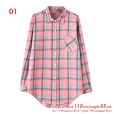 New Arrival Women Vintage Plaid Oversized Blouse Lantern Sleeve Turn Down Collar Autumn Shirts Button Up Casual Tops