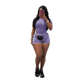 Fongt New Women's Casual Wash Jumpsuit Shorts Suit-Outfit