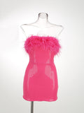 High-End Cross-Border Women's Sexy Bareback Ostrich Hairy Twilight Dress Temperament