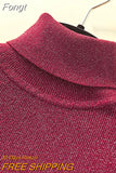 Quality Warm Women Sweater Shiny Turtleneck Pullover Sweaters Fashion Slim Knitted Tops Female Jumper 2023 Autumn