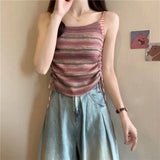 Color Striped Knitted Sling Women's Inner Vest Summer Design Wearing Rainbow Spice Girl Bottom