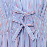 Fongt New Female Decoration Bows Striped V Collar Short Shirt Casual Trousers Set