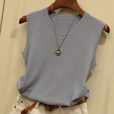 Vests Women Top O-neck Solid Tank Blusas Mujer De Moda Spring Summer New Fashion Female Sleeveless Casual Thin Tops
