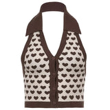 Streetwear Fashion Striped Halter Knitted Vest For Women Sexy Backless Slim Outfits Female Tank Tops 2020 Autumn